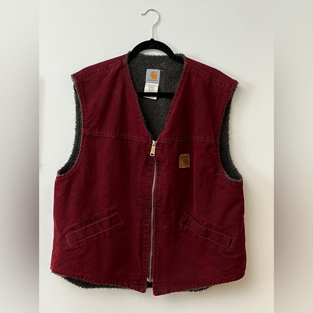 Vintage Carhartt V13 CRI Crimson Red Vest Made in USA size XXL very rare
